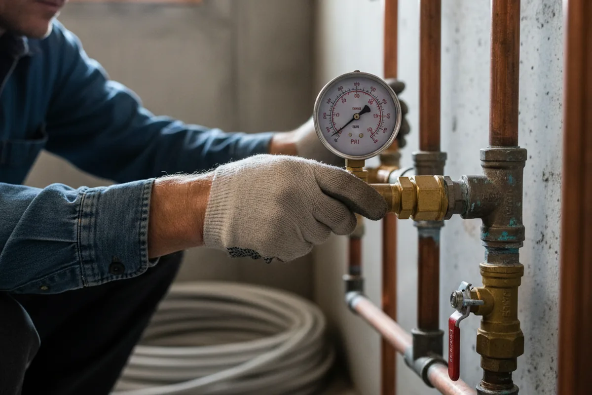 Pressure testing a repaired line during Water Line Repair in Mcleod